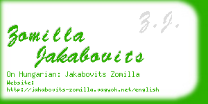 zomilla jakabovits business card